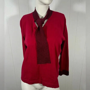 Mercer Street Studio knit v-neck sweater with fabric tie